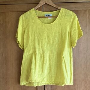 Flax yellow linen top